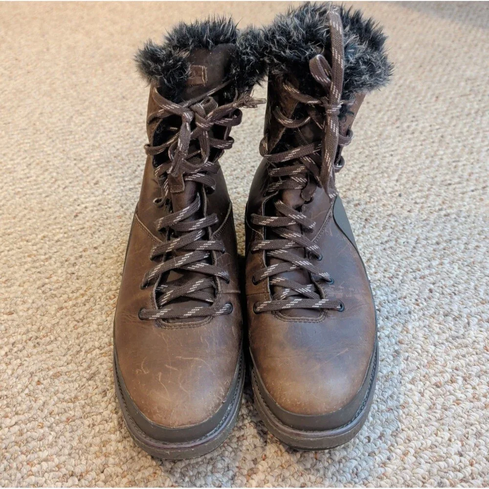 Merrell Tremblant Ezra Boots Womens 9.5 Brown Leather Lace Up Waterproof Vibram